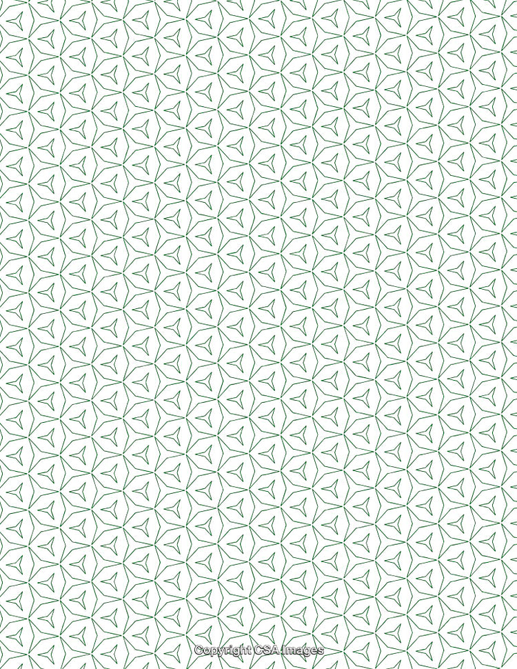 Green Geometric Pattern Design With Repeating Abstract Shapes on White Background