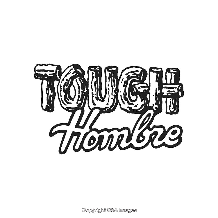 Vintage Styled Tough Hombre Calligraphy Emblem Artwork on White Background