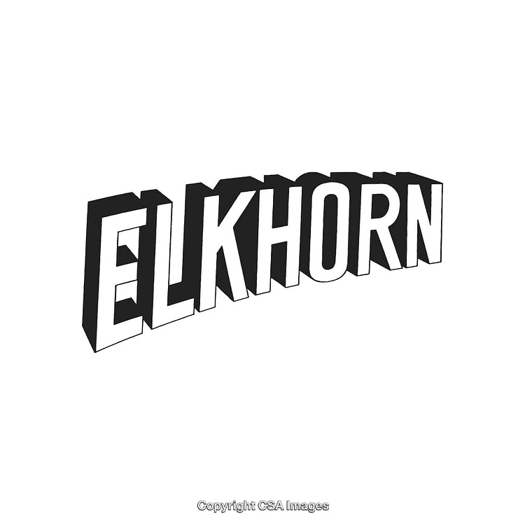 Elkhorn Word Art Design with 3D Stylized Typography on White Background