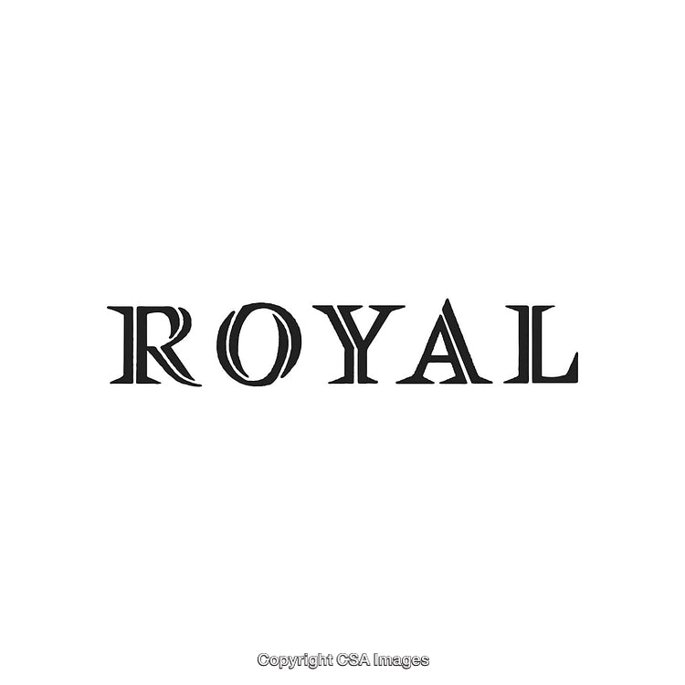 Elegant Decorative Typography Displaying the Word Royal on White Background