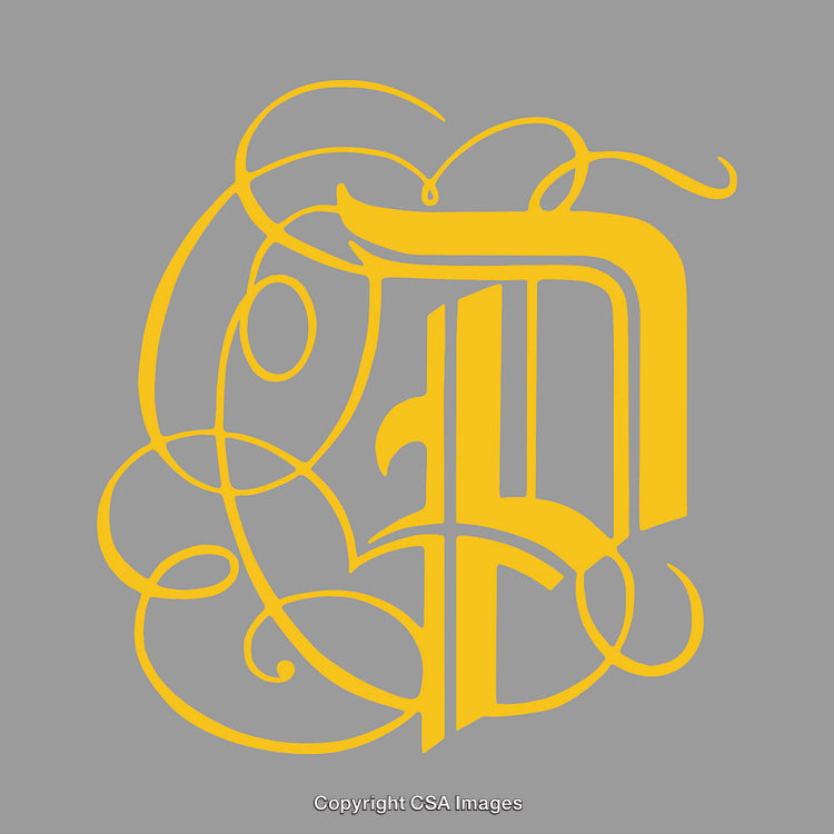 Elegant Gold Calligraphy Design of the Letter P on Gray Background