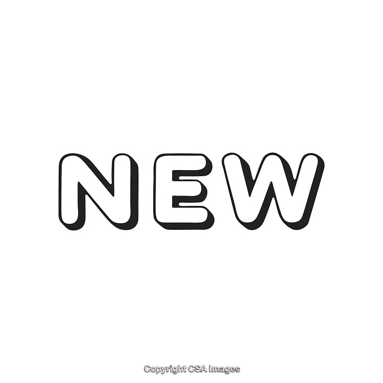 Black and White New Text Graphic on a Plain Background