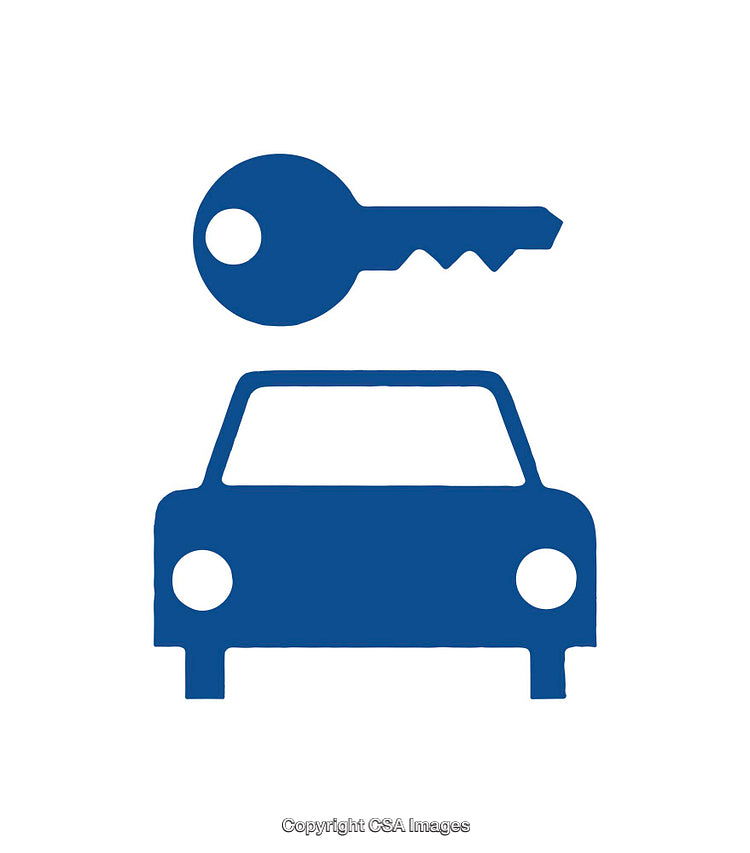 Blue Icon Depicting a Car and a Key Symbol