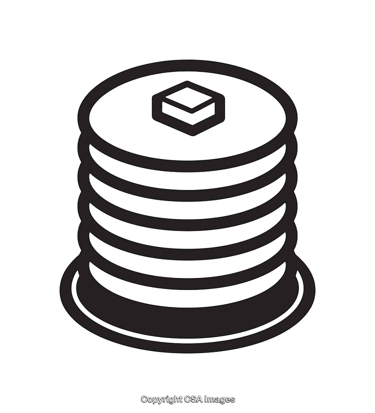 Black and White Line Art of a Stack of Pancakes Icon