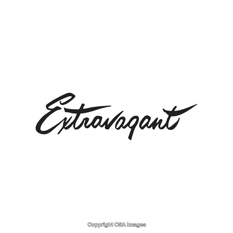 Elegant Handwritten Script Design with the Word Extravagant in Black