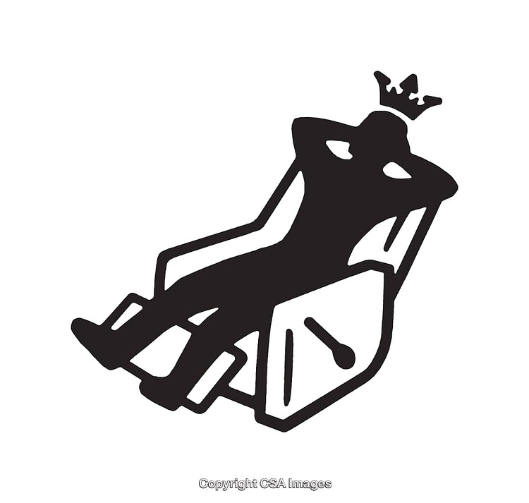 Silhouette of a Relaxing Reclined Figure With a Crown in Black