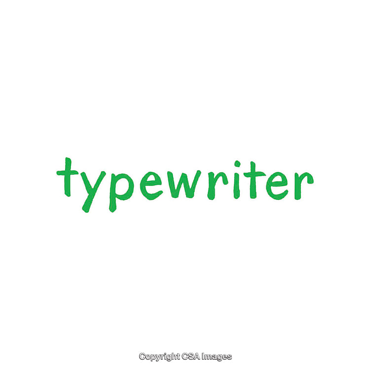 Green Text Showing the Word Typewriter on a Plain White Background