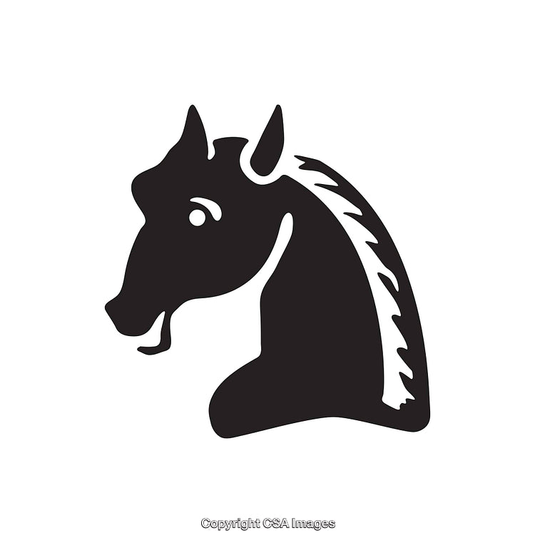 Black Silhouette Icon of a Horse Head on White Background