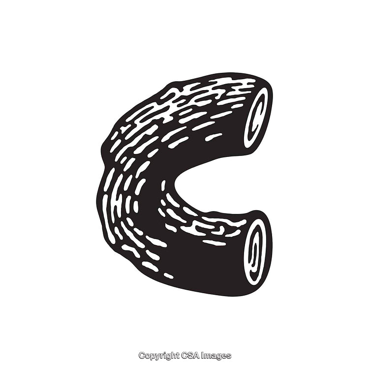 Black and White Illustration of the Letter C in Textured Design