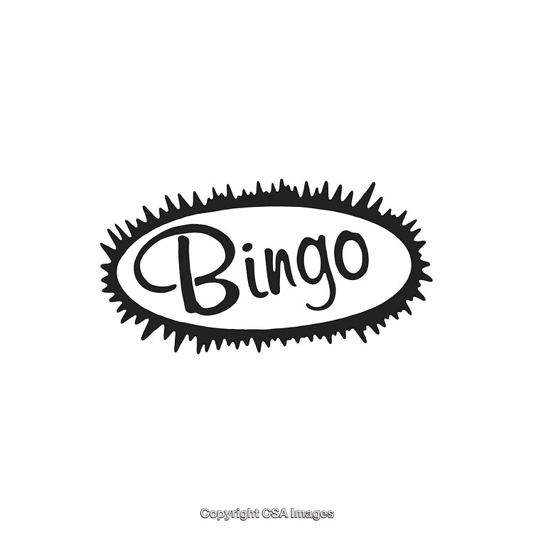 Stylized Hand-Drawn Bingo Illustration with Bold Text on White Background