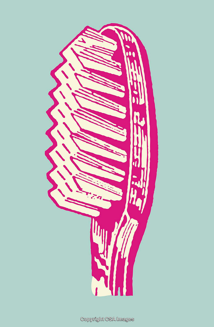 Minimalist Pink and White Toothbrush Illustration on Blue Background