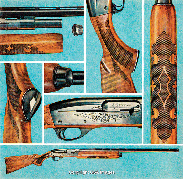 Close-Up Collage of a Classic Shotgun with Detailed Craftsmanship