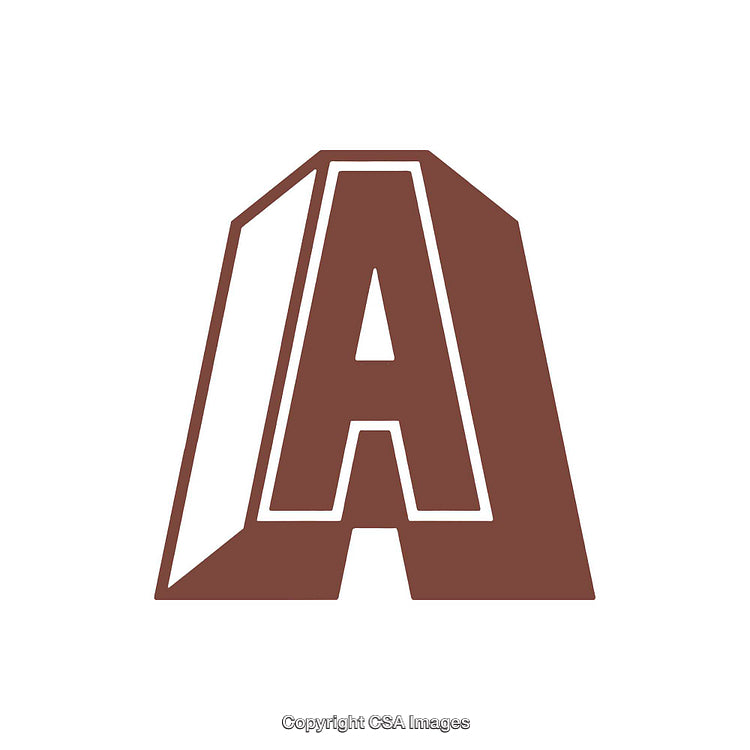Stylized 3D Brown Letter A with Modern Geometric Design