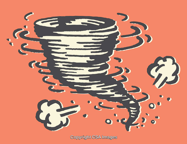 Whimsical Tornado Illustration on a Vibrant Vector Background