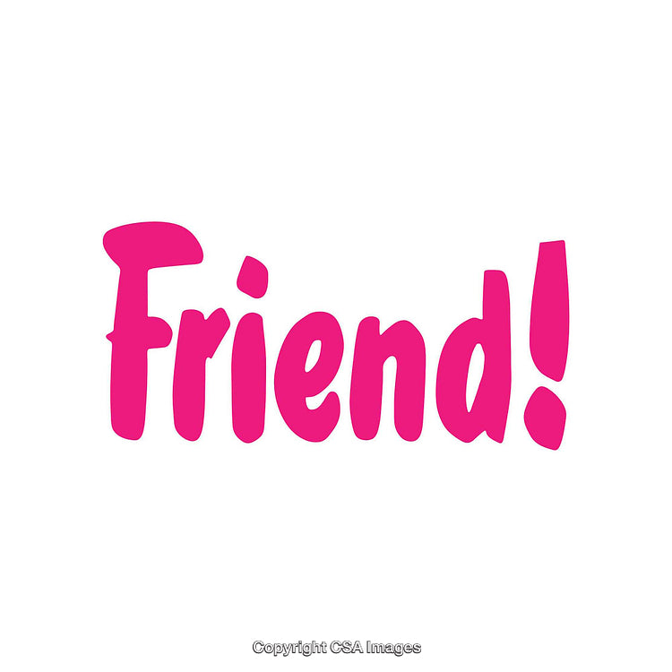 Vibrant Pink Typography Displaying the Word Friend With Exclamation Mark