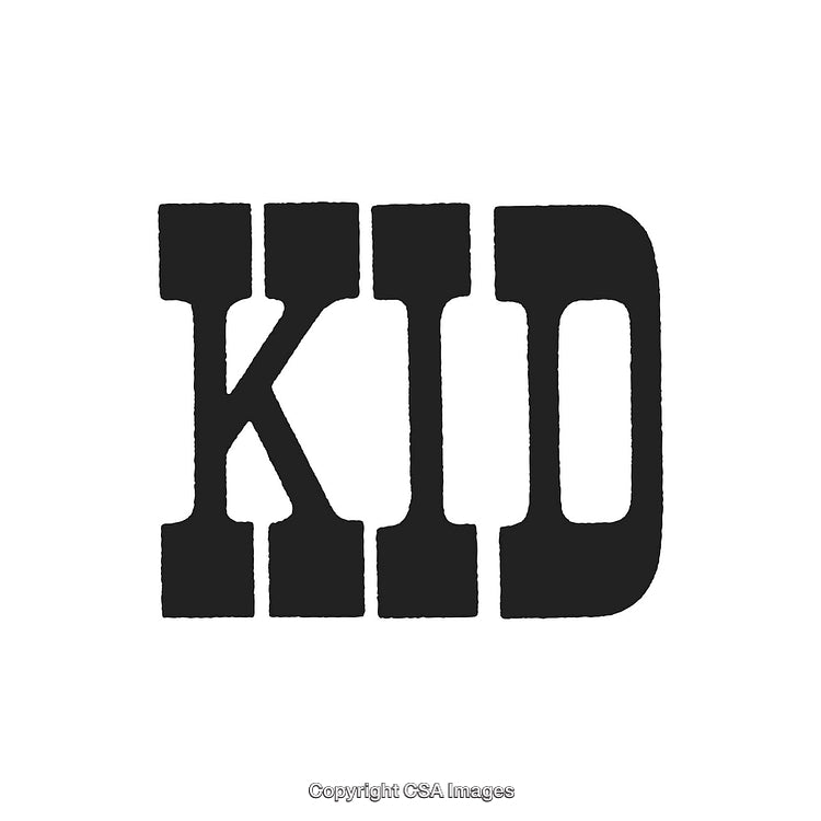 Bold Black Text Saying Kid on a Plain White Background