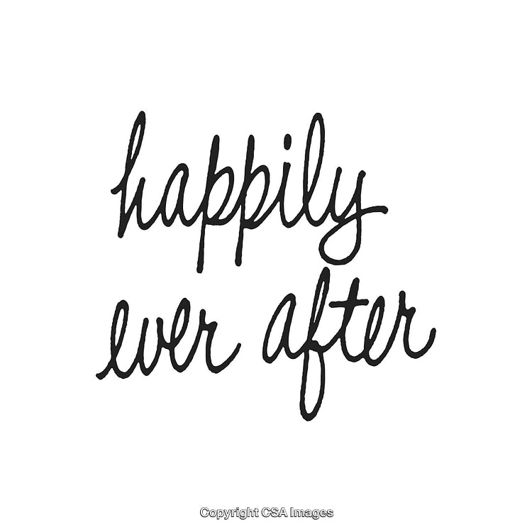 Handwritten 'Happily Ever After' Text on White Background