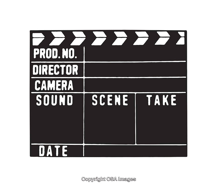 Black and White Film Slateboard Illustration for Creative Projects and Designs