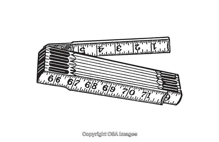 Vintage Black-and-White Line Art of a Foldable Measuring Ruler