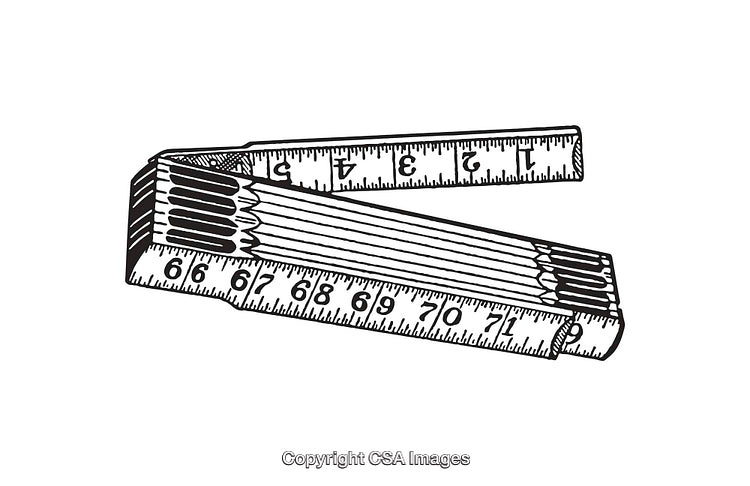 Vintage Black-and-White Line Art of a Foldable Measuring Ruler
