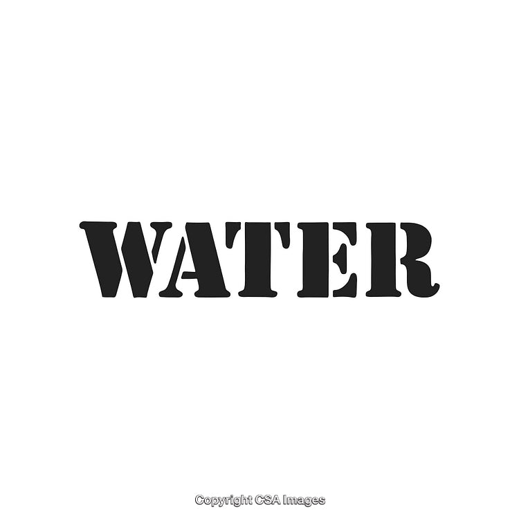 Bold Black Typography of the Word Water on a White Background