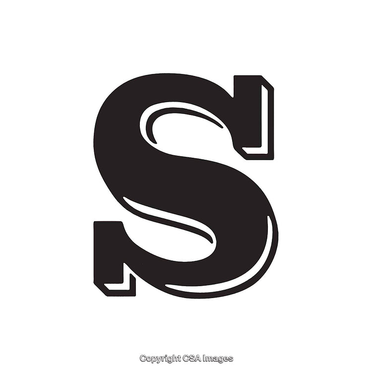 Bold Black Letter S on a White Background in a Stylish Design
