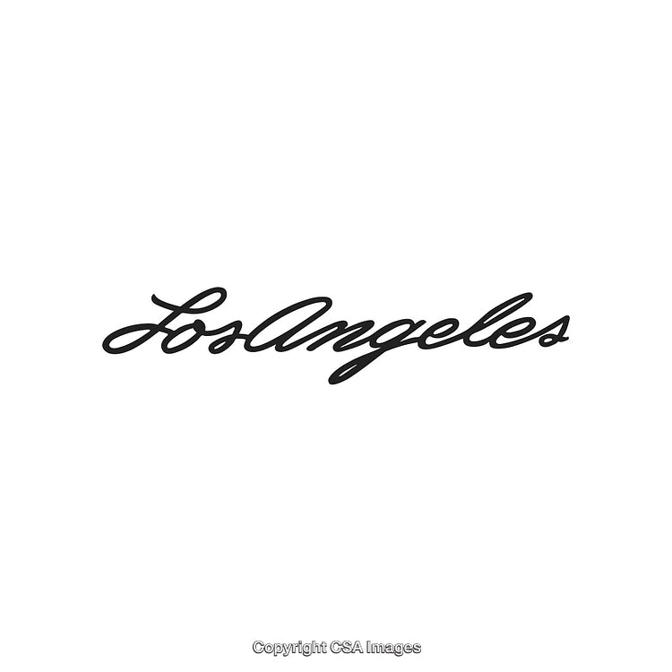 Elegant Black Script Typography of Los Angeles on White Background