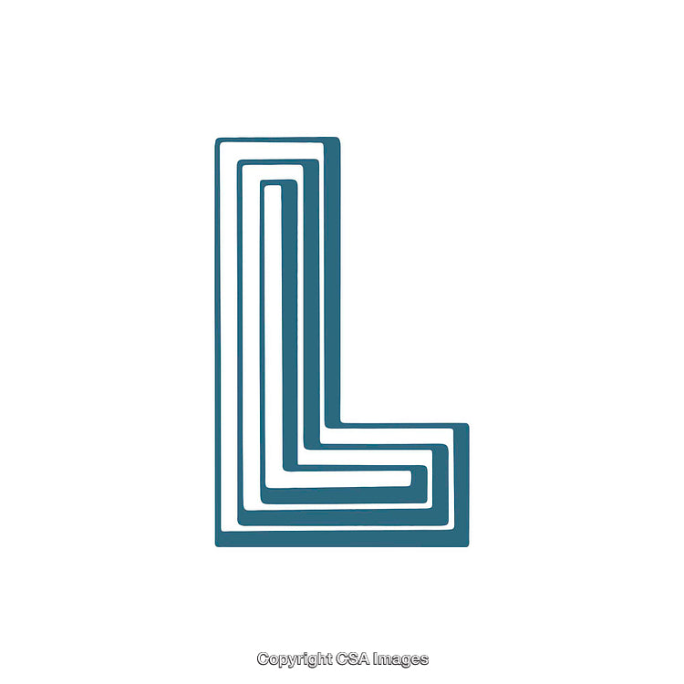 Blue Stylized Letter L with Geometric Inspired Lines on White Background