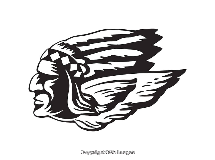 Detailed Black and White Line Art of a Feathered Headdress