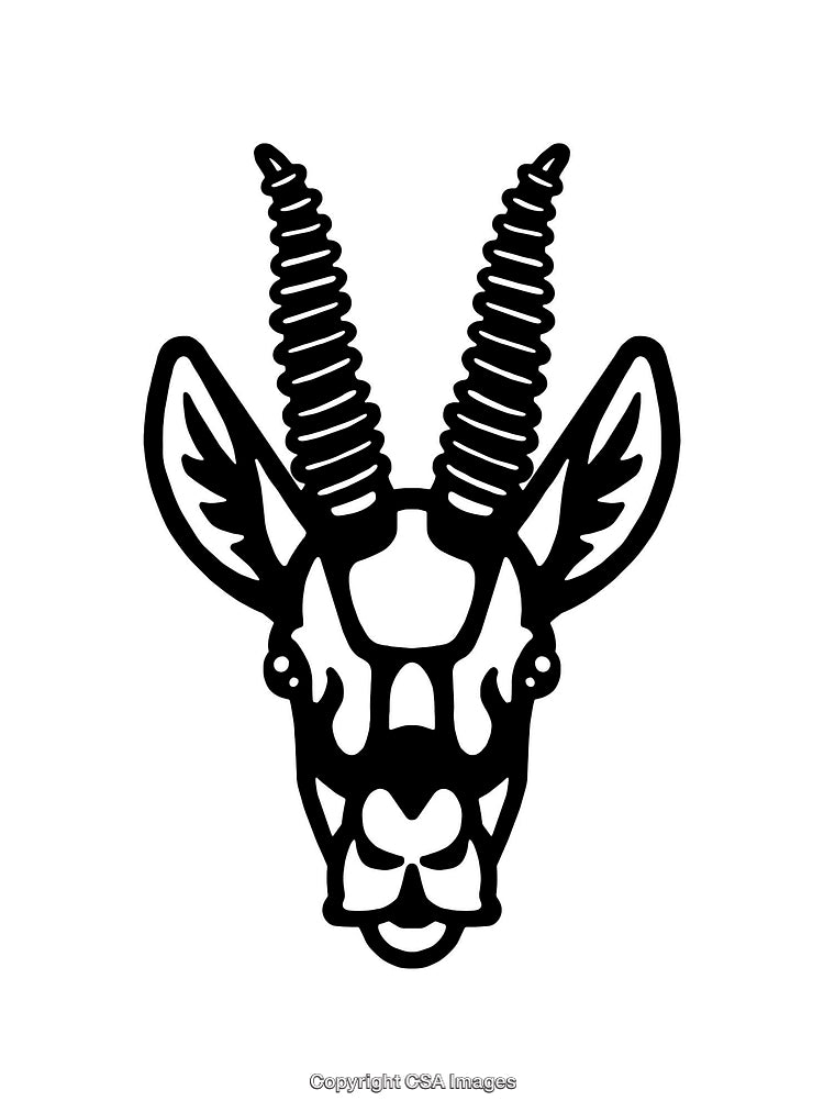 Black and White Illustration of Gazelle Head Line Art Design