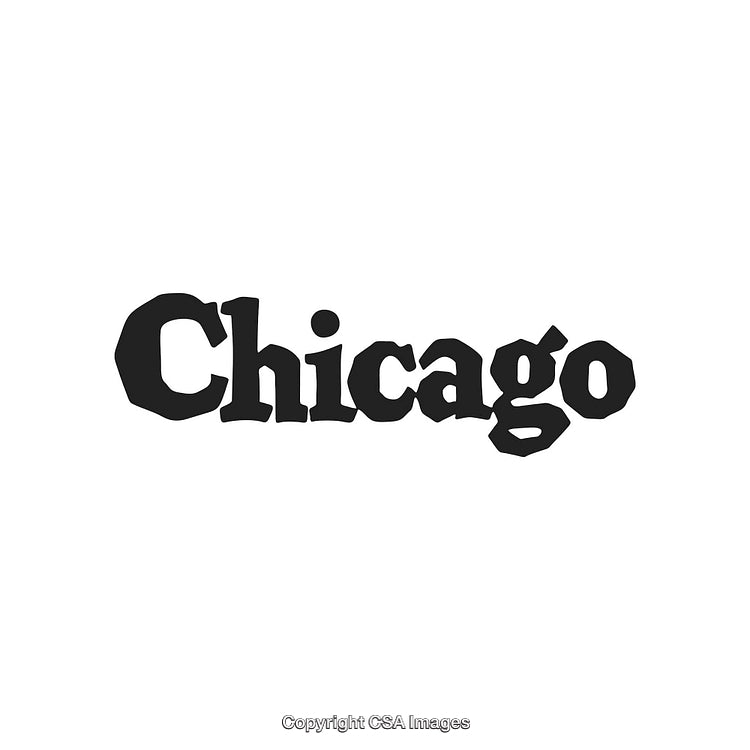 Bold Chicago Text Featuring Unique Typography on a White Background