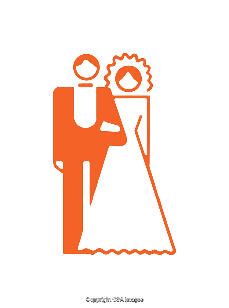 Symbolic Illustration of a Bride and Groom in Minimal Style