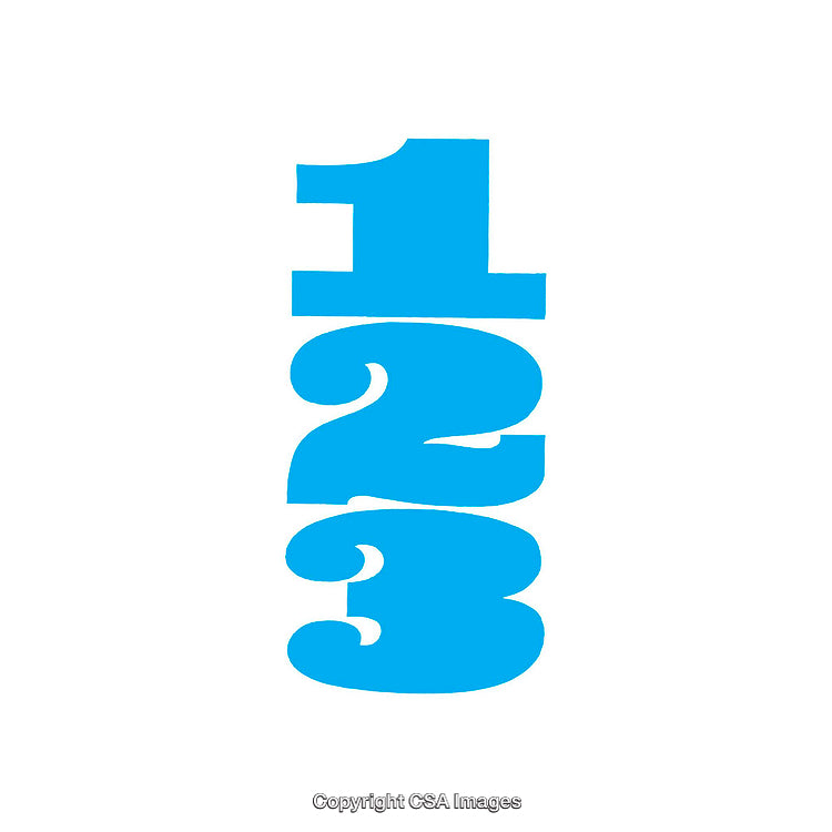 Blue Stylized Numbers in Vertical Arrangement on White Background