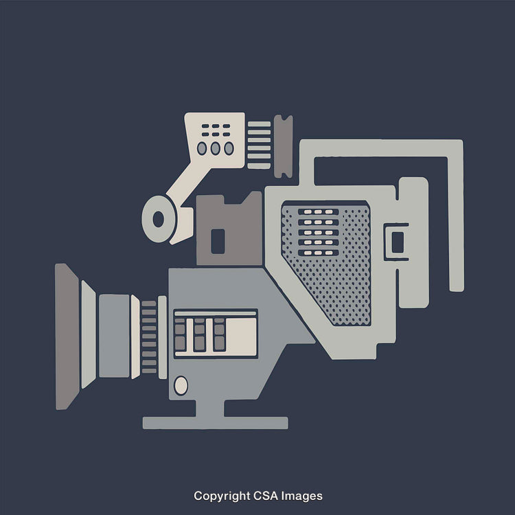 Retro Styled Line Art Illustration of a Vintage Camera