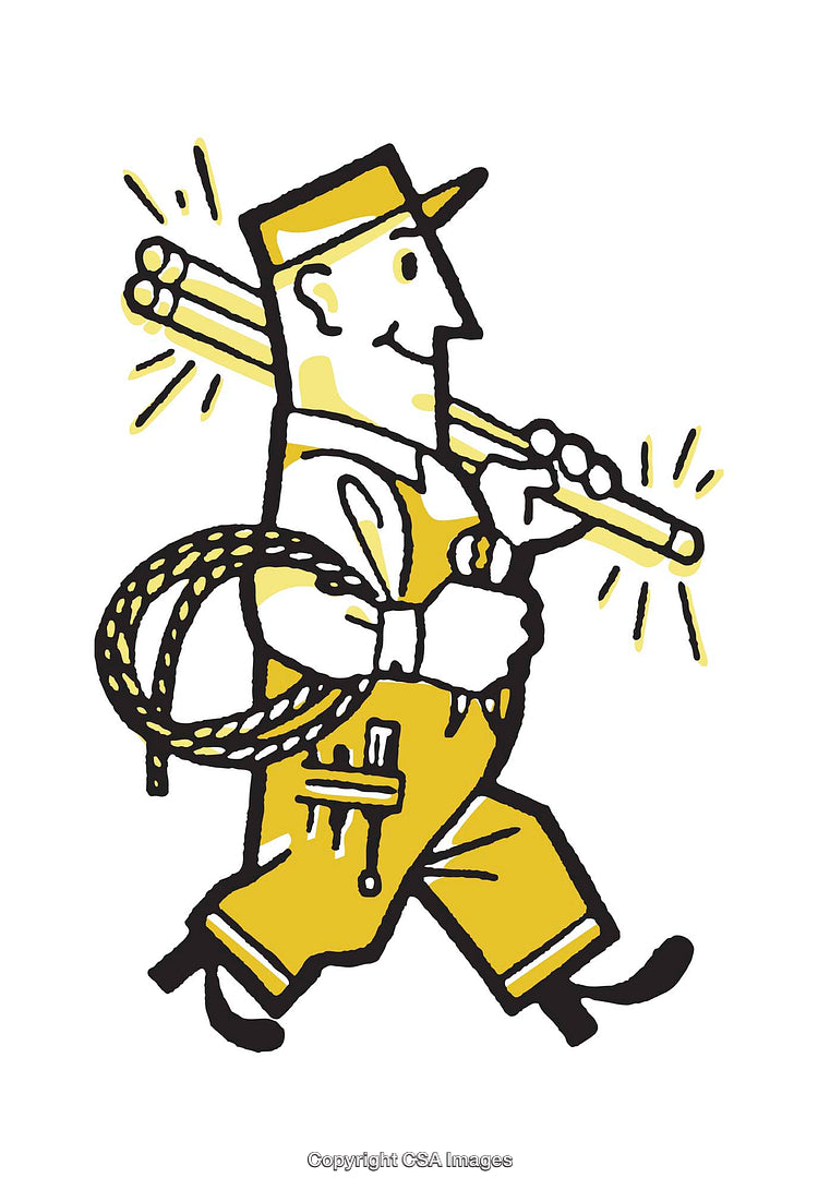 Handyman Illustration Showcasing Tools and Rope in Retro Style