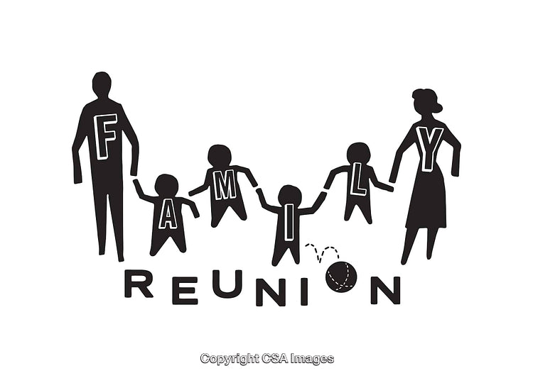 Simplistic Black and White Family Reunion Concept Illustration