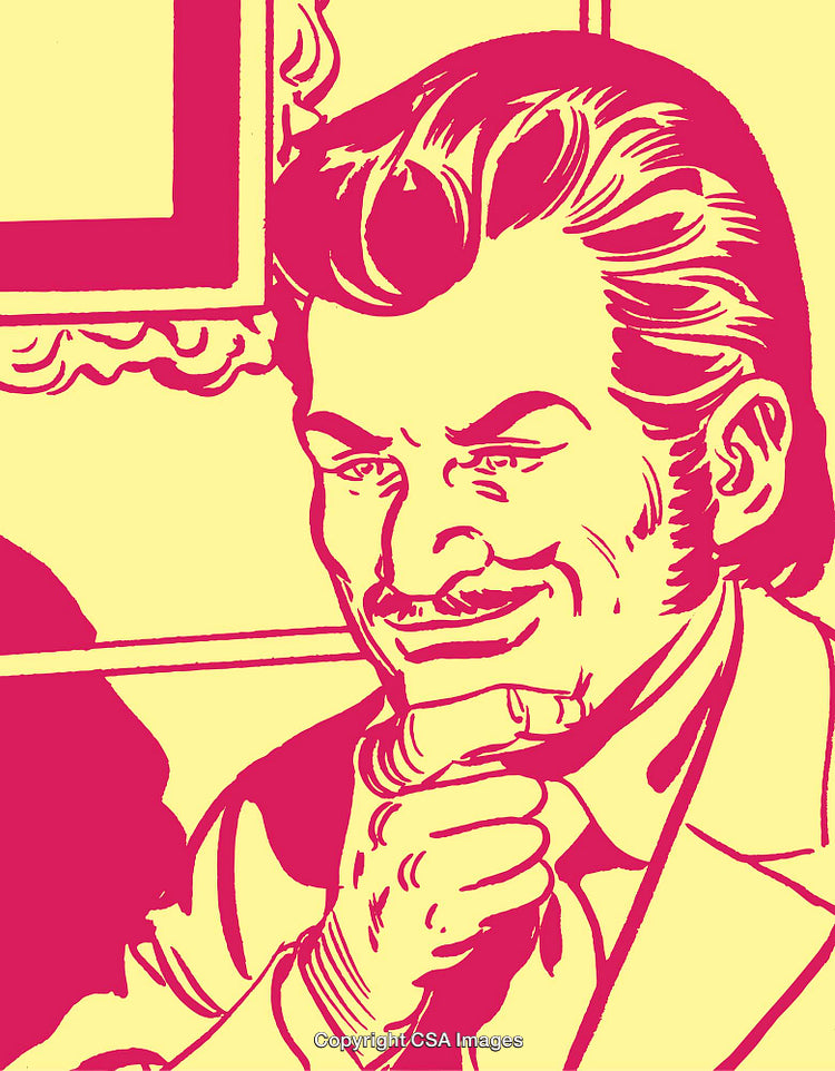 Retro Style Pop Art Illustration of Smiling Man in Classic Pose