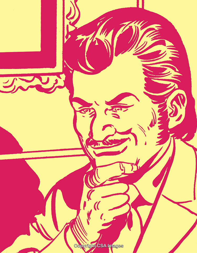 Retro Style Pop Art Illustration of Smiling Man in Classic Pose
