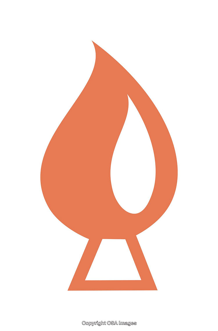 Minimalist Orange Flame Icon with Stylized Design on White