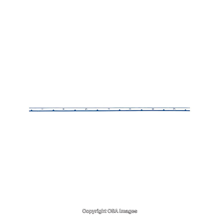 Blue and White Ruler Design Featuring Metric Markings on Clear Background