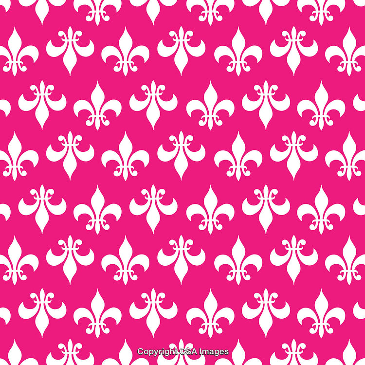 Pink and White Fleur-de-Lis Pattern on Solid Background