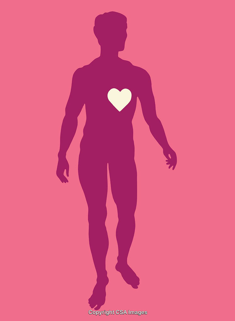 Silhouette of Human Figure with Heart Symbol on Pink Background