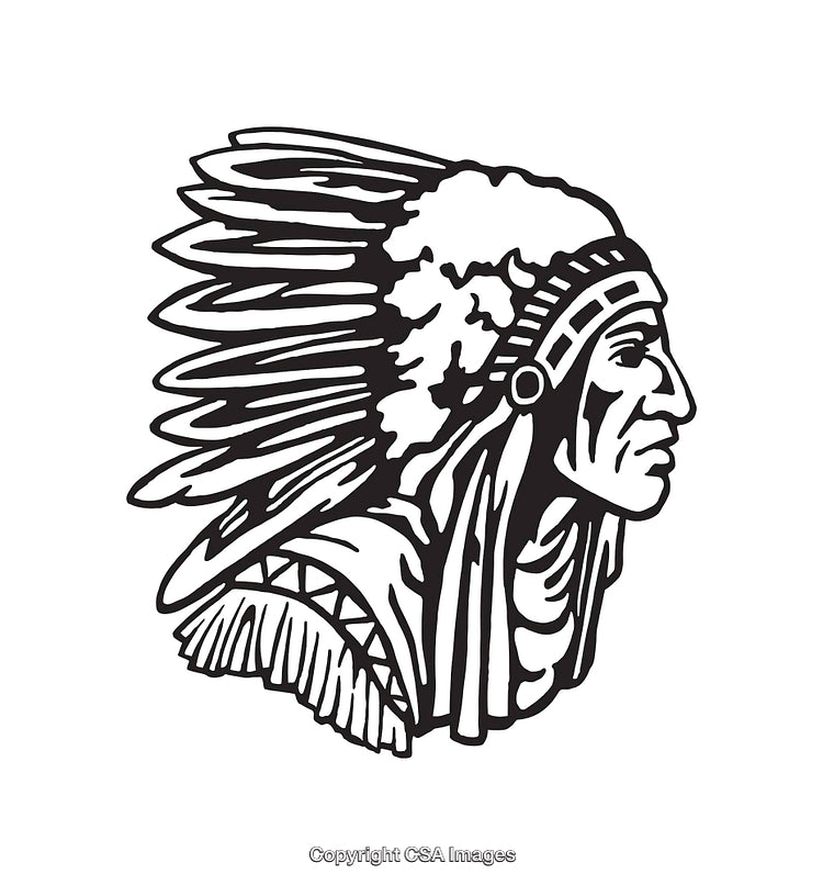 Black and White Illustration of a Traditional Headdress in Profile View