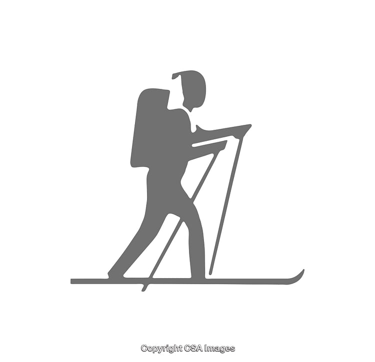 Silhouette Icon of a Cross-Country Skier with Ski Poles