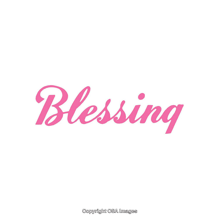 Pink Cursive Word Art Symbolizing Blessings and Gratefulness on White Background