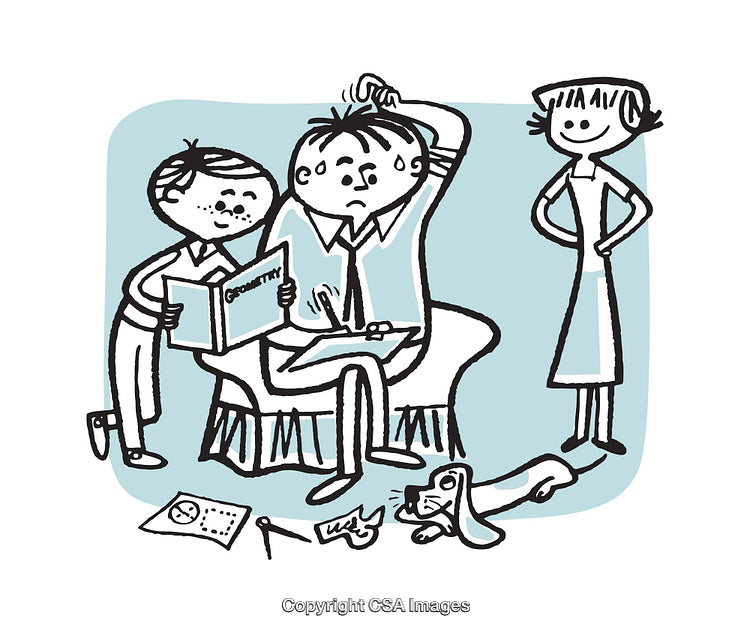 Illustration of Students Solving Geometry Problems Together in Study Session