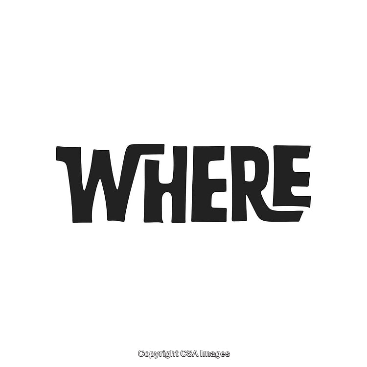 Stylized Bold Lettering Displaying the Word 'Where' in Black on White