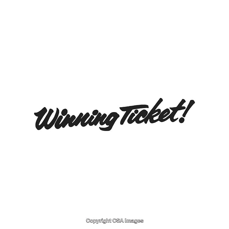 Handwritten Winning Ticket Text On a White Background With Bold Font