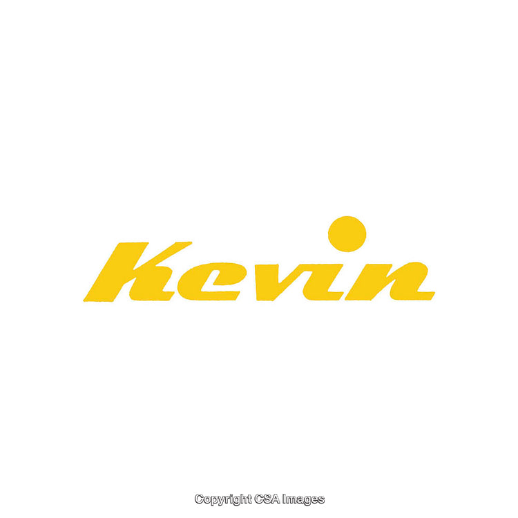 Bold Yellow Kevin Name Design on Clean White Background