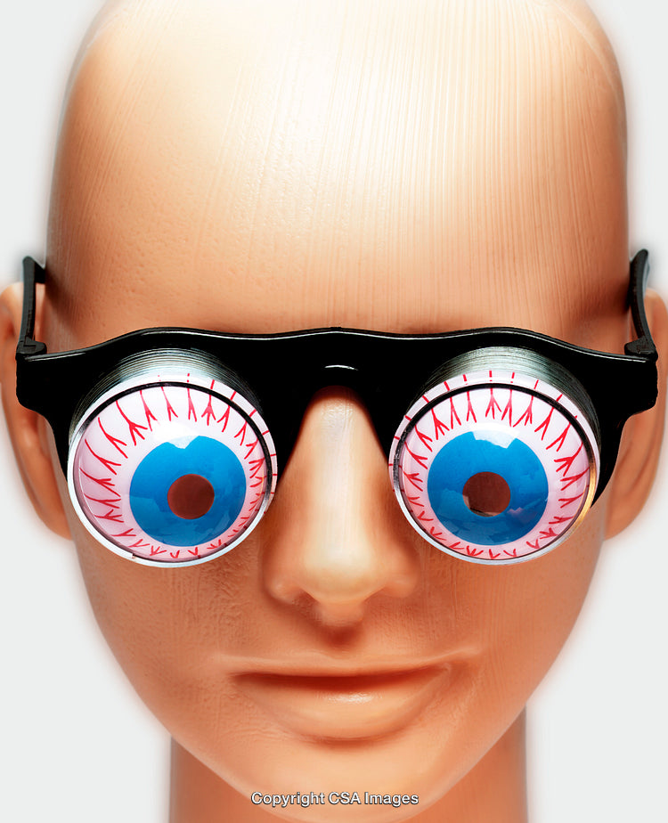 Humorous Plastic Eyeball Glasses On Display With Bold Features